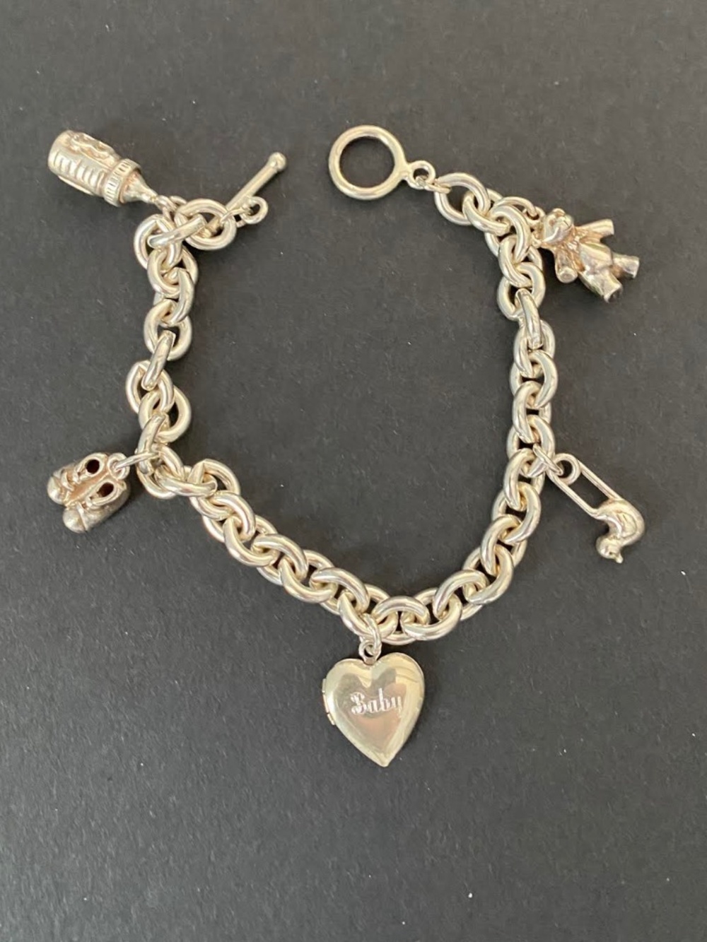 Vintage Sterling Silver Charm Bracelet with Baby Charms
